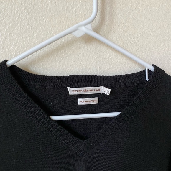 Peter Millar Men’s Black Merino Wool Autumn Crest V-Neck Size L - Picture 7 of 7